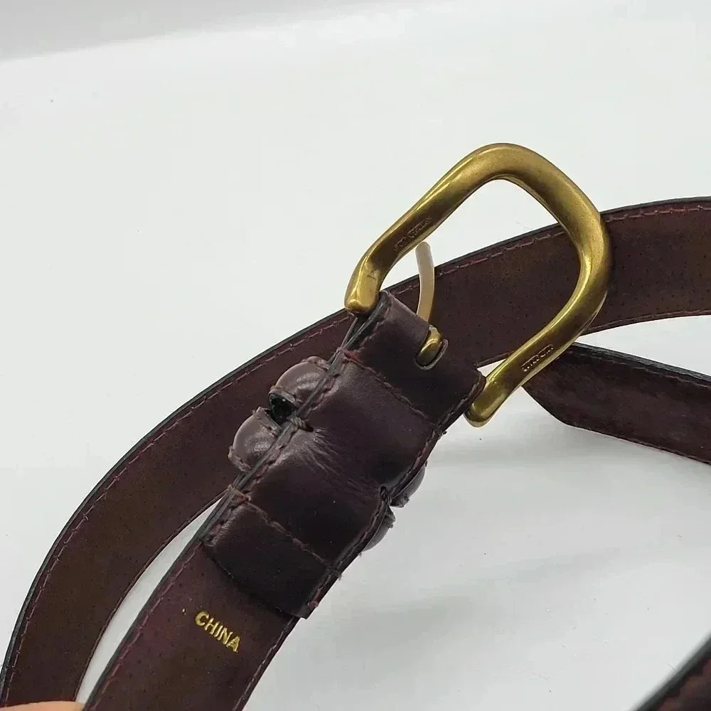 Beautiful! Kenneth Cole New York Lether Lined 40 Brown Solid Brass Buckle Belt